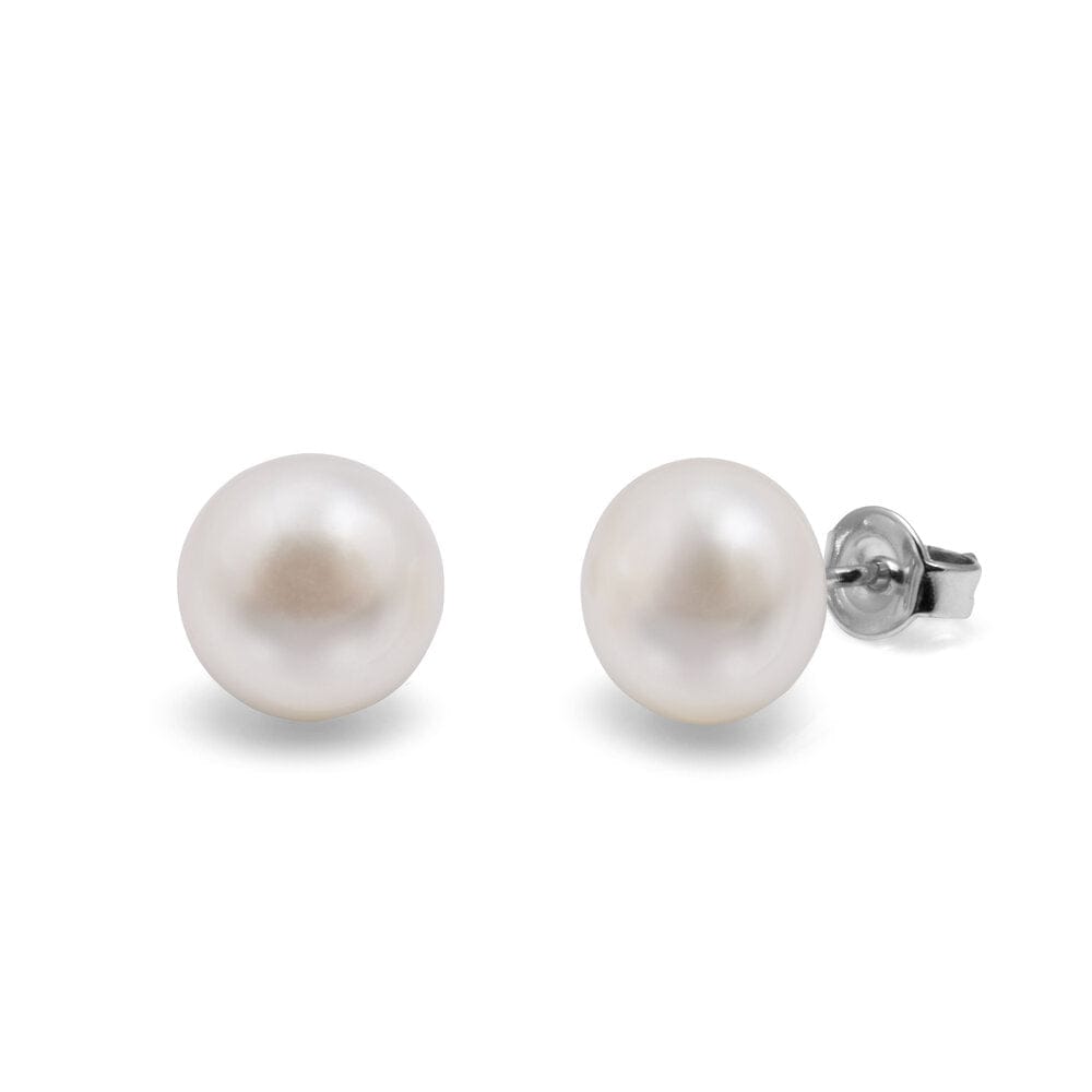 Kyoto Pearl Earrings White / 925 Silver / 10mm Freshwater Pearl Stud Earrings with 925 Sterling Silver TKKP001