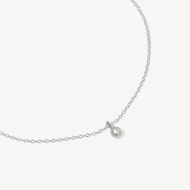 Winnie Grey Pearl Pendant Necklace 925 Sterling Silver 4mm