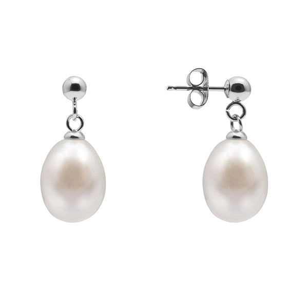 Freshwater Pearl and Ball Drop Stud Earrings with 925 Sterling