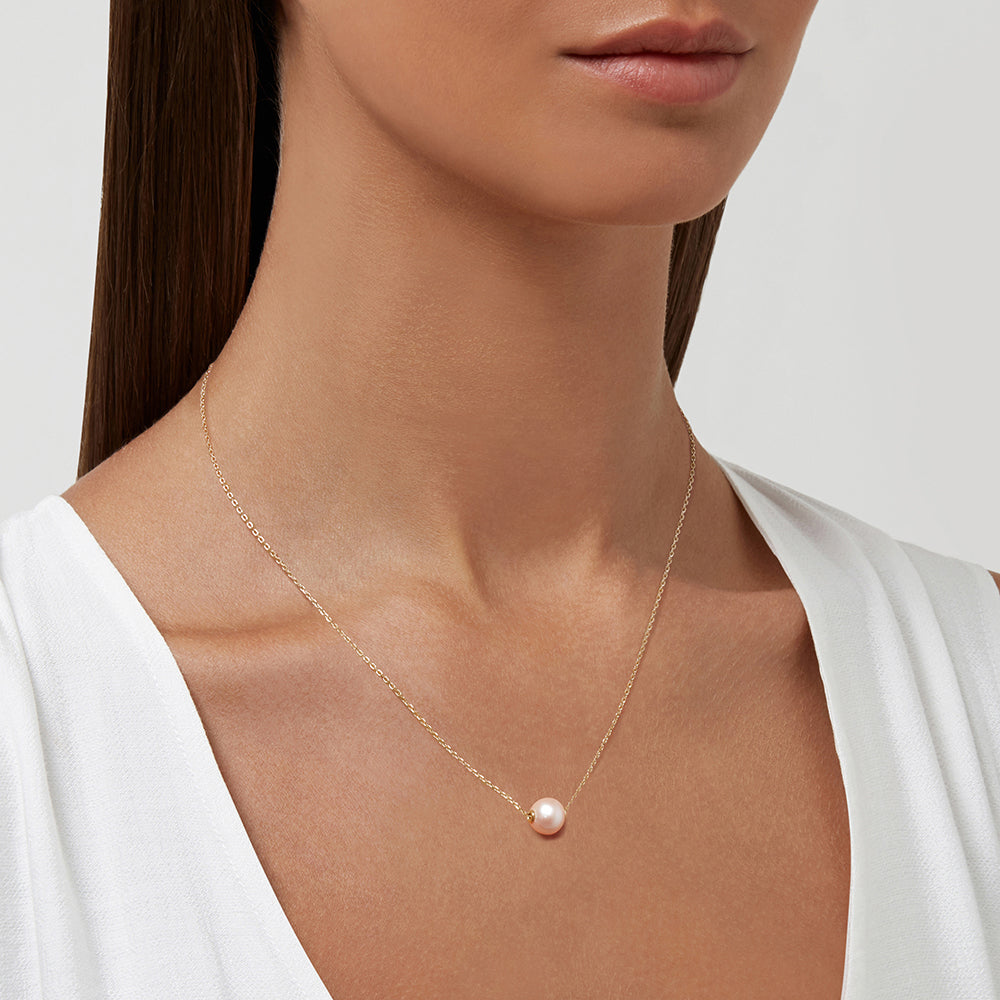 Rose gold 2024 pearl necklace