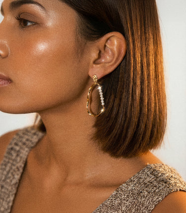 Lillium Pearl Drop Earrings 18ct Gold Plated