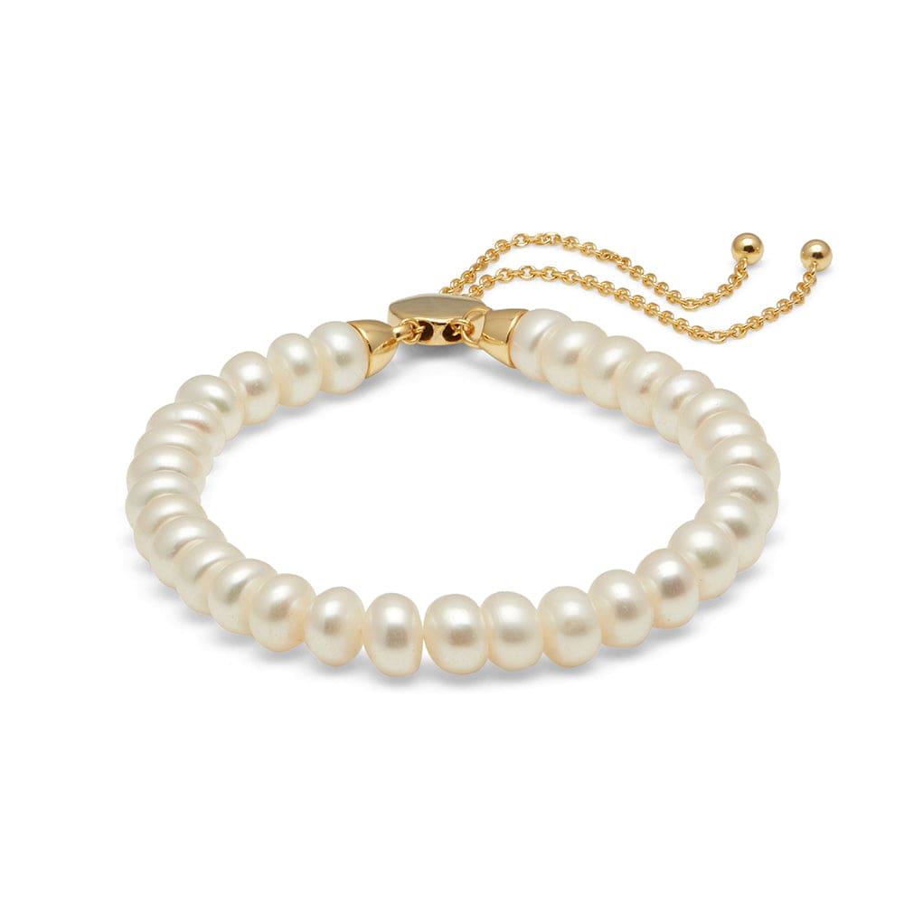 Kyoto Pearl Bracelets 18k Gold Plated 925 Silver Freshwater Pearl Friendship Bracelet with Adjustable 925 Silver Clasp GBKP30