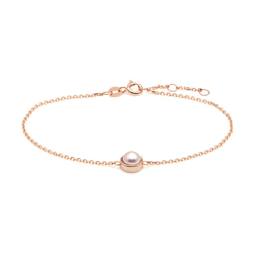 Kyoto Pearl Bracelets 18k Rose Gold Plated 925 Silver Freshwater Pearl & Chain Bracelet with 925 Sterling Silver TKKP051