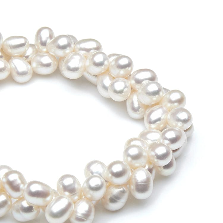 Kyoto Pearl Bracelets Freshwater Pearl Rice Pearl Twisted 2 Row Stretch Bracelet