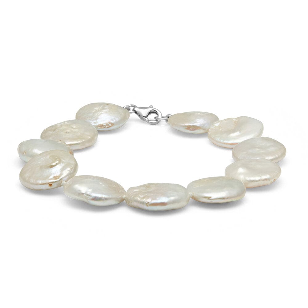 Retailer of White flat pearls and green semi 1 layers bracelet jbg0111   Jewelxy  127927
