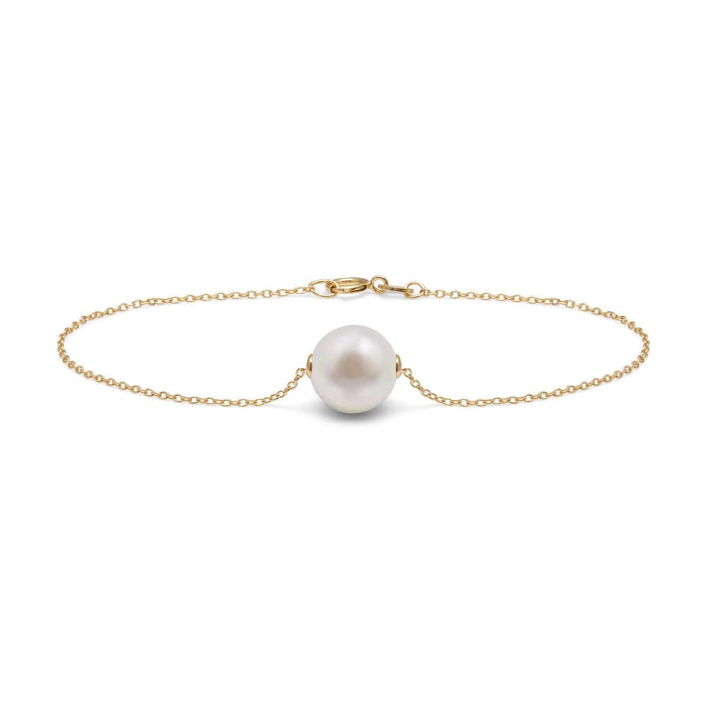 Kyoto Pearl Bracelets White / 18k Gold Plated 925 Silver 10mm Chic Freshwater Pearl Pendant Bracelet with 925 Sterling Silver TKKP216