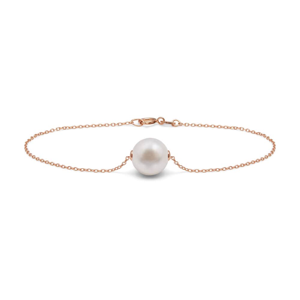 Kyoto Pearl Bracelets White / 18k Rose Gold Plated 925 Silver 10mm Chic Freshwater Pearl Pendant Bracelet with 925 Sterling Silver TKKP218