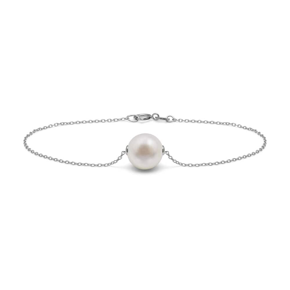 Kyoto Pearl Bracelets White / 925 Silver 10mm Chic Freshwater Pearl Pendant Bracelet with 925 Sterling Silver TKKP214