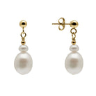 Kyoto Pearl Earrings 18k Gold Plated 925 Silver 3-6mm Freshwater Pearl Evening Drop Earrings with 925 Sterling Silver TKKP138