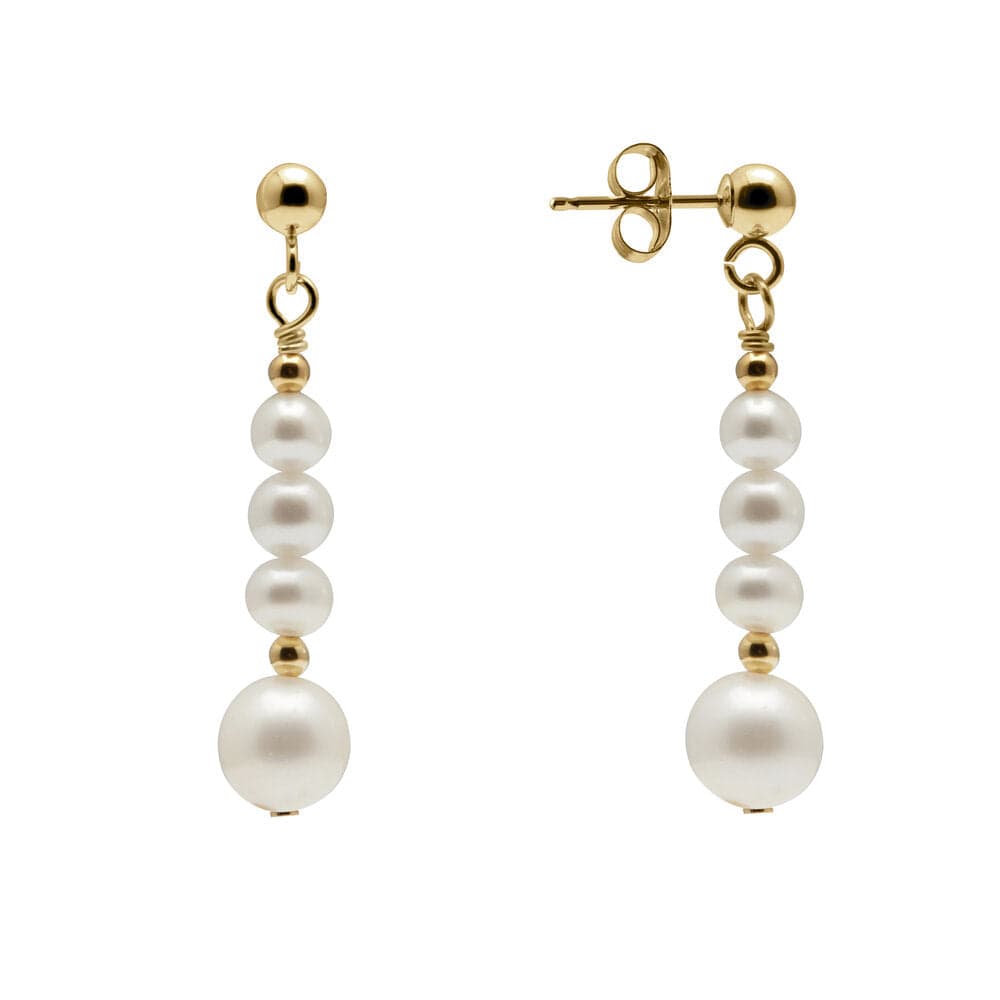 Kyoto Pearl Earrings 18k Gold Plated 925 Silver 5-6mm Freshwater Pearl Drop Statement Earrings with 925 Sterling Silver TKKP135