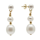 Kyoto Pearl Earrings 18k Gold Plated 925 Silver 5-8mm Freshwater Pearl Double Drop Chain Earrings with 925 Sterling Silver TKKP102