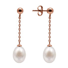 Kyoto Pearl Earrings 18k Rose Gold Plated 925 Silver 7-8mm Freshwater Pearl and Ball Drop Earrings with 925 Sterling Silver TKKP133