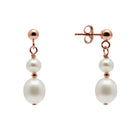 Kyoto Pearl Earrings 5-8mm Freshwater Pearl and Ball Double Earrings with 925 Sterling Silver