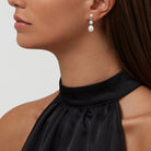 Kyoto Pearl Earrings 5-8mm Freshwater Pearl Double Drop Chain Earrings with 925 Sterling Silver