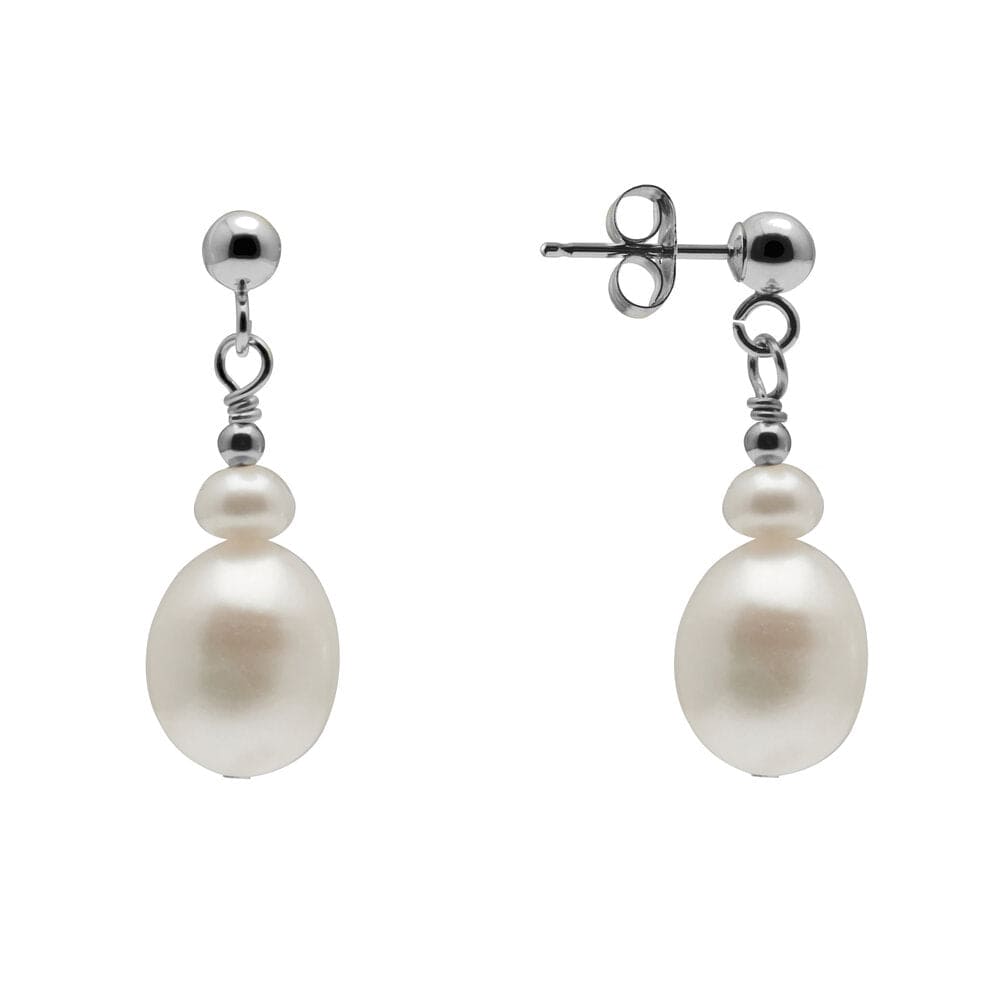 Kyoto Pearl Earrings 925 Silver 3-6mm Freshwater Pearl Evening Drop Earrings with 925 Sterling Silver TKKP137