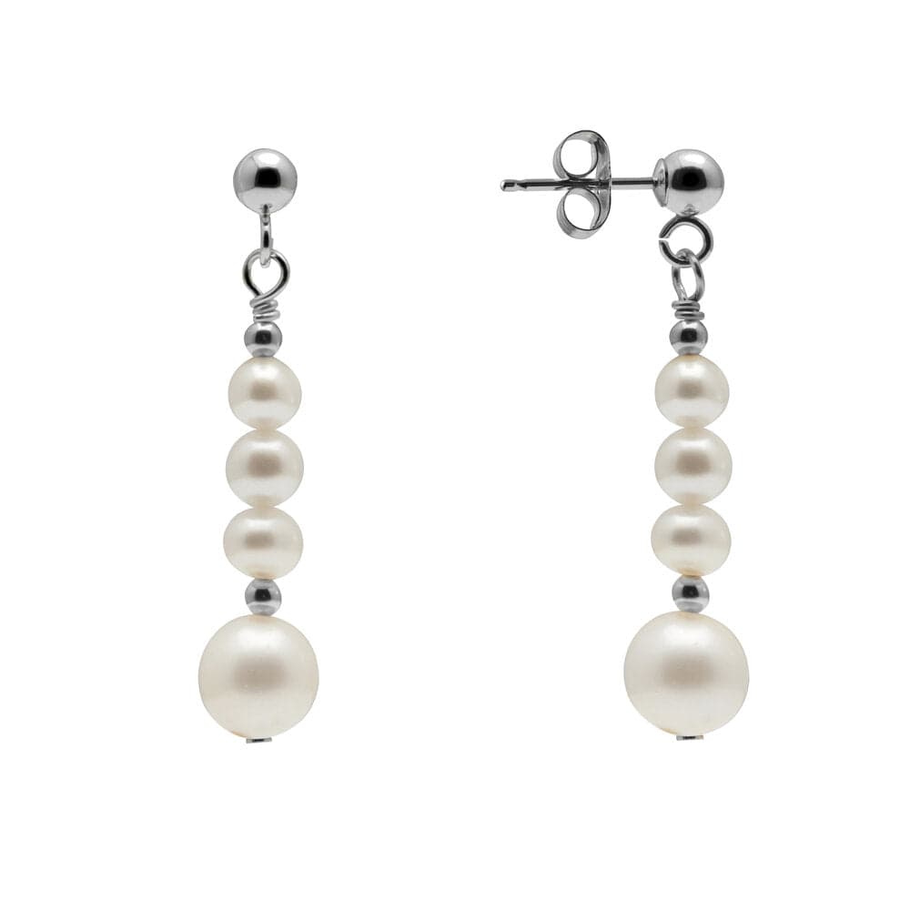 Kyoto Pearl Earrings 925 Silver 5-6mm Freshwater Pearl Drop Statement Earrings with 925 Sterling Silver TKKP134