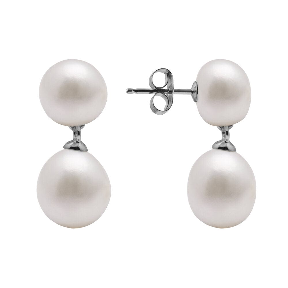 Kyoto Pearl Earrings 925 Silver 6-8mm Freshwater Pearl Double Studs with 925 Sterling Silver TKKP113