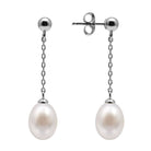Kyoto Pearl Earrings 925 Silver 7-8mm Freshwater Pearl and Ball Drop Earrings with 925 Sterling Silver TKKP131