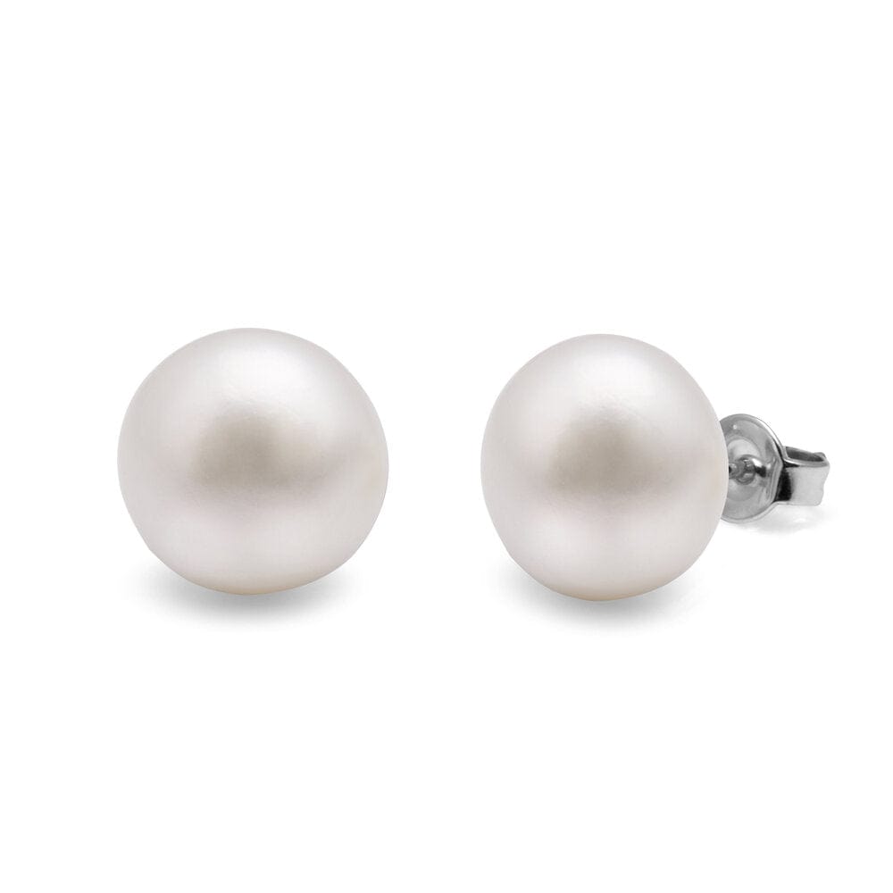 Kyoto Pearl Earrings White / 925 Silver / 12mm Freshwater Pearl Stud Earrings with 925 Sterling Silver TKKP005