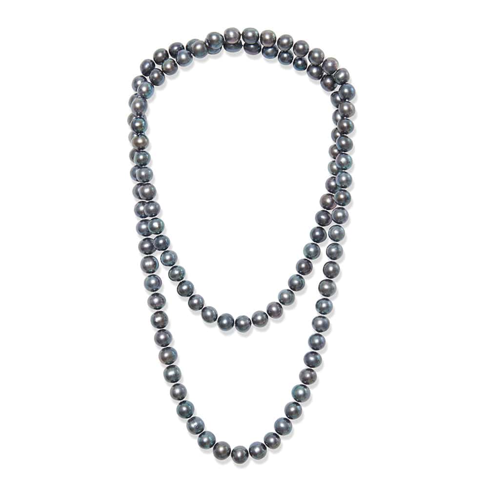 Kyoto Pearl Necklaces Black 48 Inch Black 11-12mm Freshwater Pearl Rope Necklace SHM19C02
