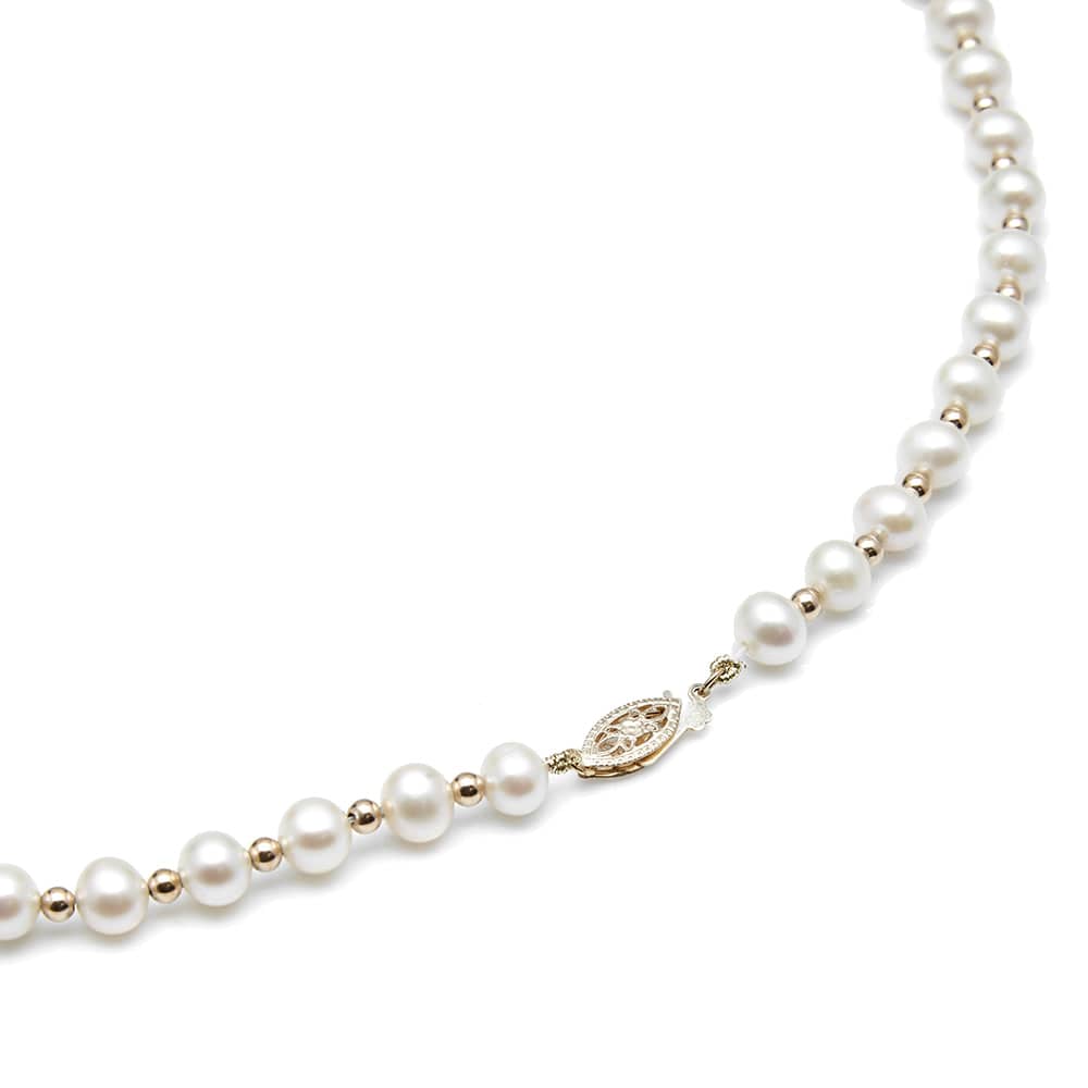Kyoto Pearl Necklaces Freshwater Pearl Necklace with 9K Gold Rondels