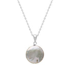 Kyoto Pearl Necklaces Grey 12mm Coin Freshwater Pearl Pendant Necklace with 925 Sterling Silver TKKP149