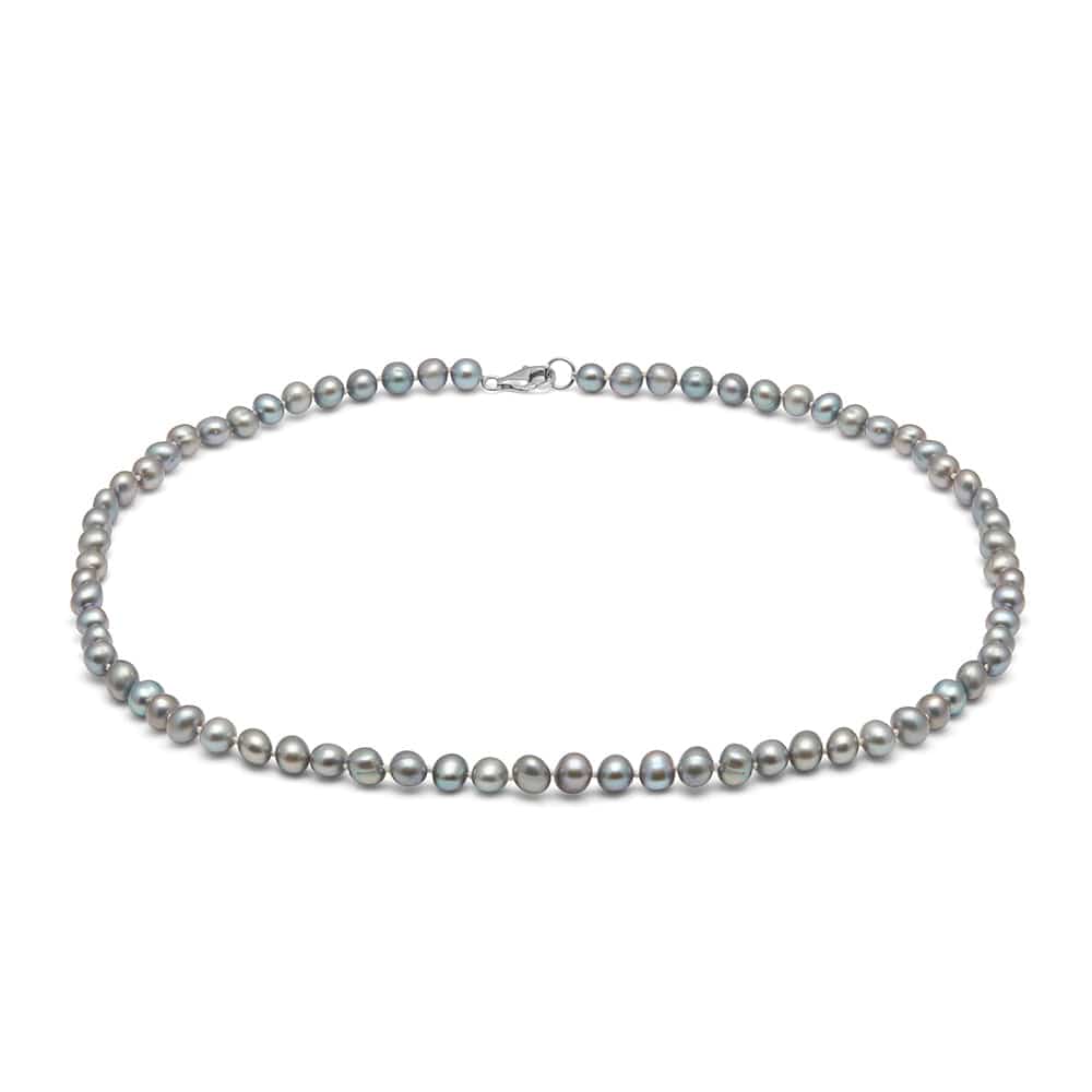 Kyoto Pearl Necklaces Grey 6.5m Classic Freshwater Pearl Necklace with 925 Sterling Silver TKKP208