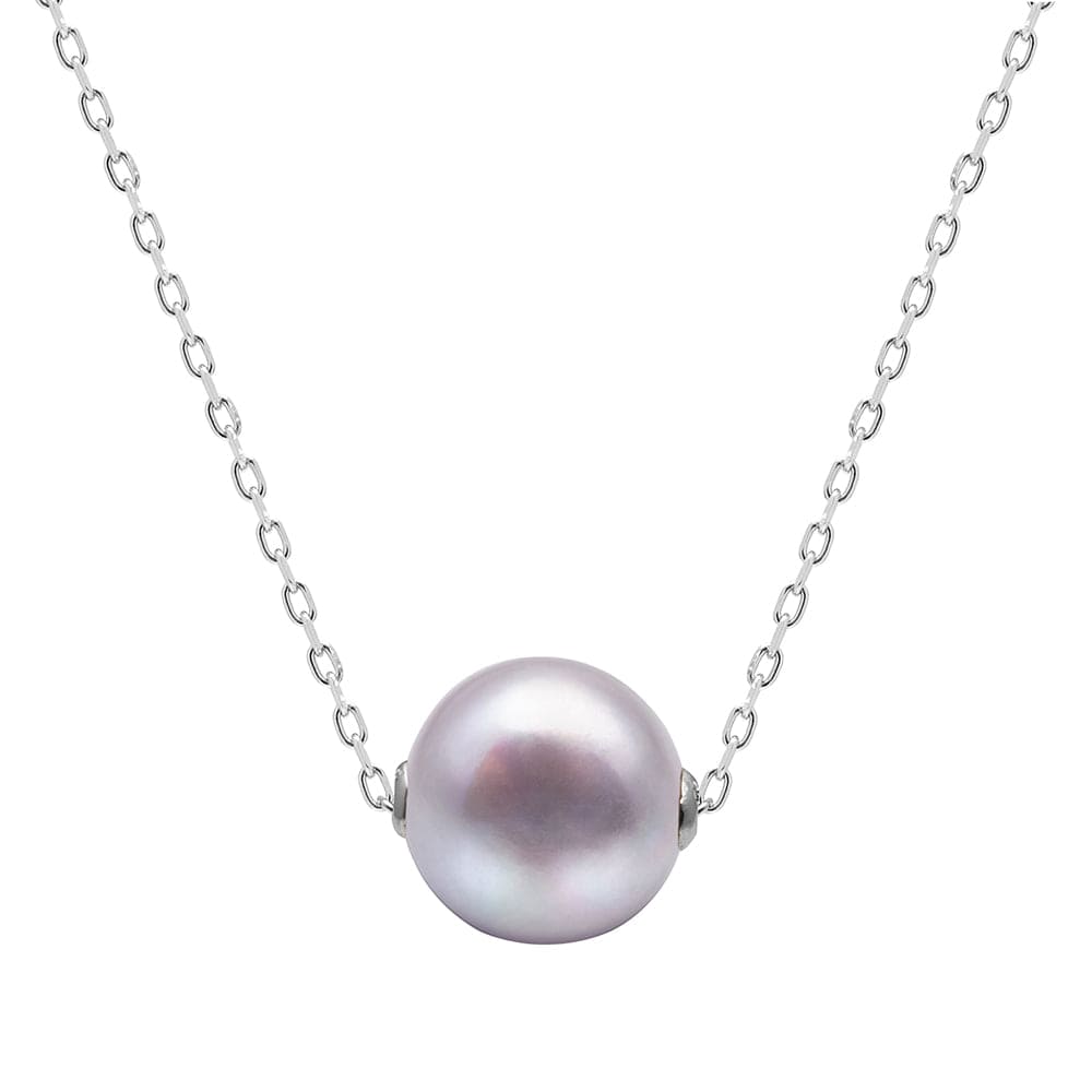 Kyoto Pearl Necklaces Grey / 925 Silver 10mm Freshwater Pearl & Chain Chic Pendant Necklace with 925 Sterling Silver TKKP219