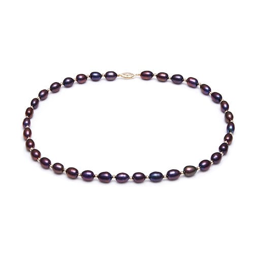 Kyoto Pearl Necklaces Peacock Freshwater Pearl Necklace with 9K Gold Rondels 90191