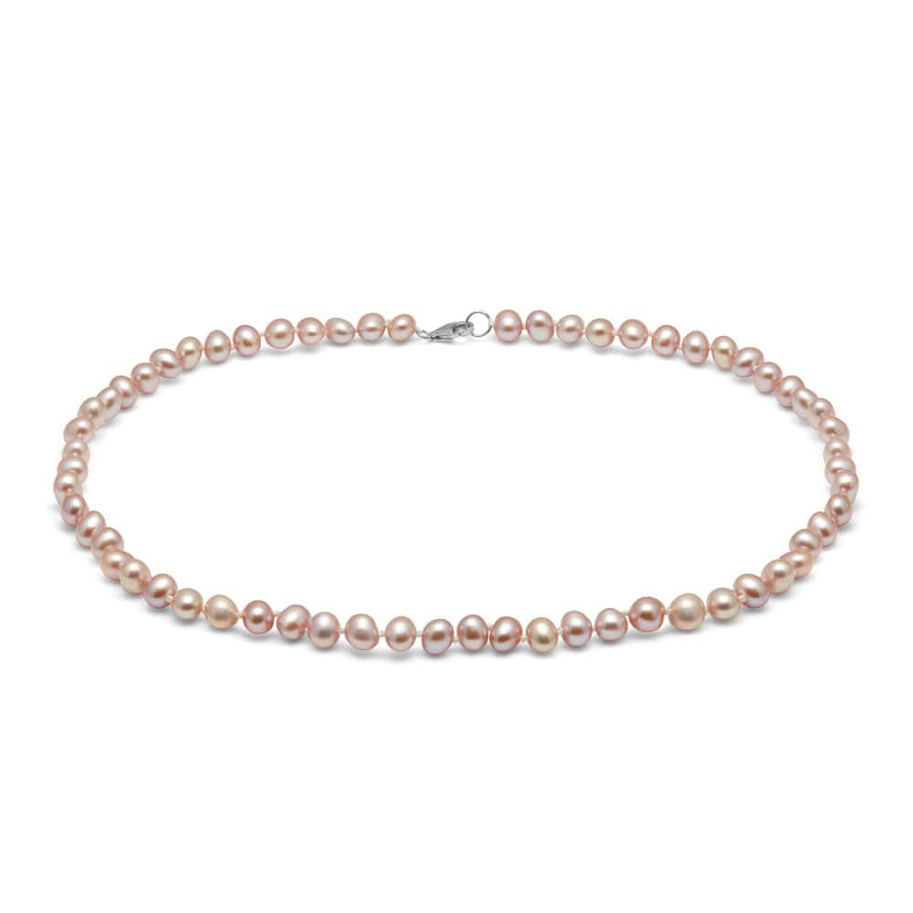 Kyoto Pearl Necklaces Pink 6.5m Classic Freshwater Pearl Necklace with 925 Sterling Silver TKKP207