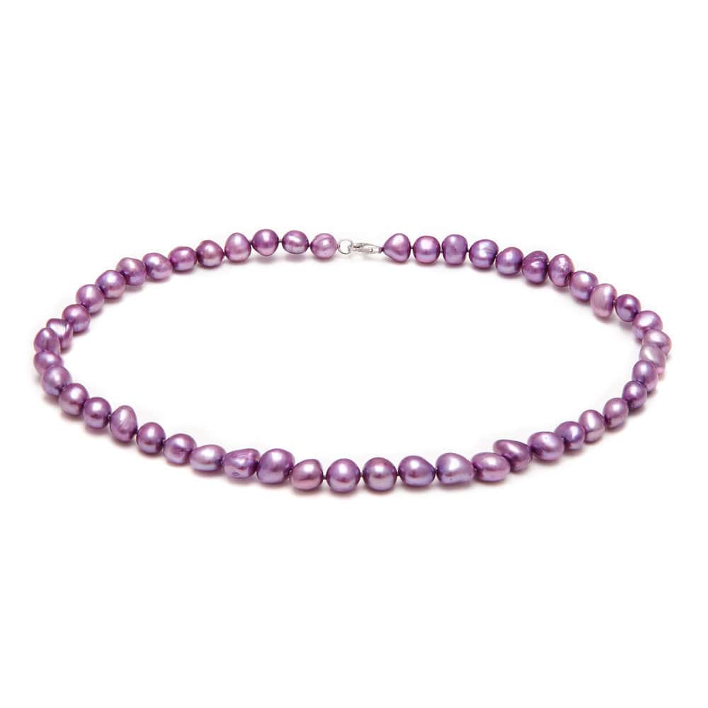 Kyoto Pearl Necklaces Purple / 925 Silver Purple Baroque Freshwater Pearl Necklace with a Sterling Silver Lobster Clasp 40131