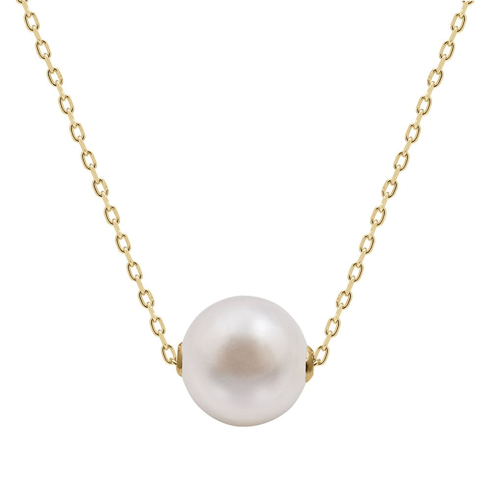 Kyoto Pearl Necklaces White / 18k Gold Plated 925 Silver 10mm Freshwater Pearl & Chain Chic Pendant Necklace with 925 Sterling Silver TKKP215