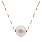 Kyoto Pearl Necklaces White / 18k Rose Gold Plated 925 Silver 10mm Freshwater Pearl & Chain Chic Pendant Necklace with 925 Sterling Silver TKKP217