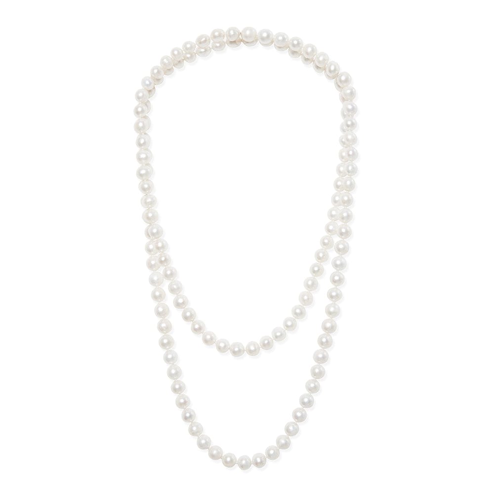 Kyoto Pearl Necklaces White 48 Inch White 9-11mm Freshwater Pearl Rope Necklace SHM19C01