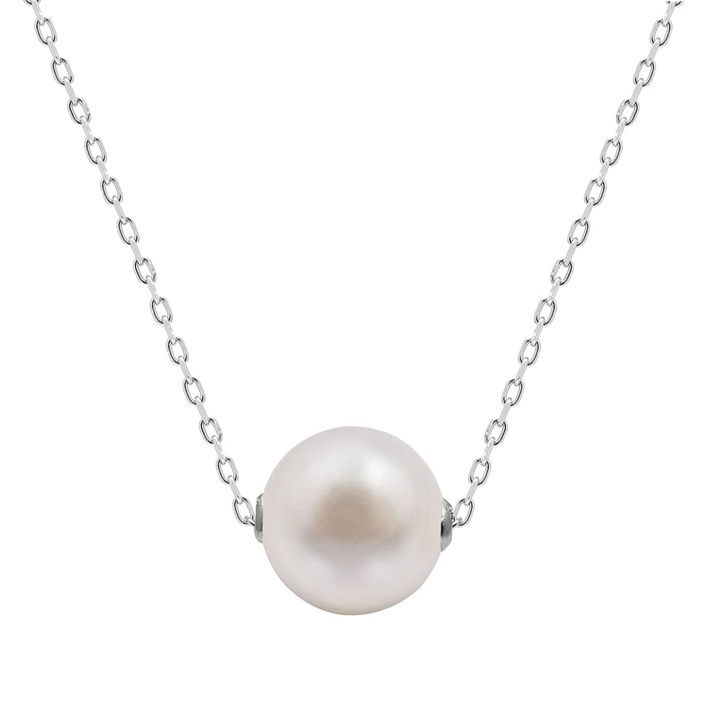 Kyoto Pearl Necklaces White / 925 Silver 10mm Freshwater Pearl & Chain Chic Pendant Necklace with 925 Sterling Silver TKKP213