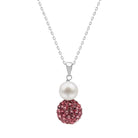 Kyoto Pearl Necklaces White & Pink / 925 Silver Freshwater Pearl and Pave Crystal Pendant Necklace with 925 Sterling Silver TKKP168