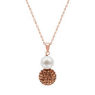 Kyoto Pearl Necklaces White & Rose / 18k Rose Gold Plated 925 Silver Freshwater Pearl and Pave Crystal Pendant Necklace with 925 Sterling Silver TKKP167