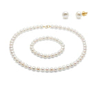 Kyoto Pearl Sets 18k Gold Plated 925 Silver White Freshwater Potato Pearl Complete Set with 925 Silver SHM19C51